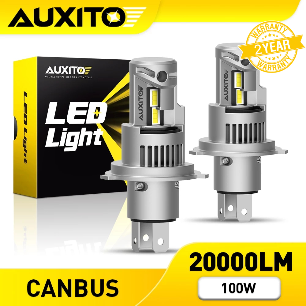 AUXITO 2PC ไฟหน้า LED Q16 H4 9003 HB2 20000LM Canbus การติดตั้งที่ไม่สูญเสีย ปรับปรุงความสว่าง 600%
