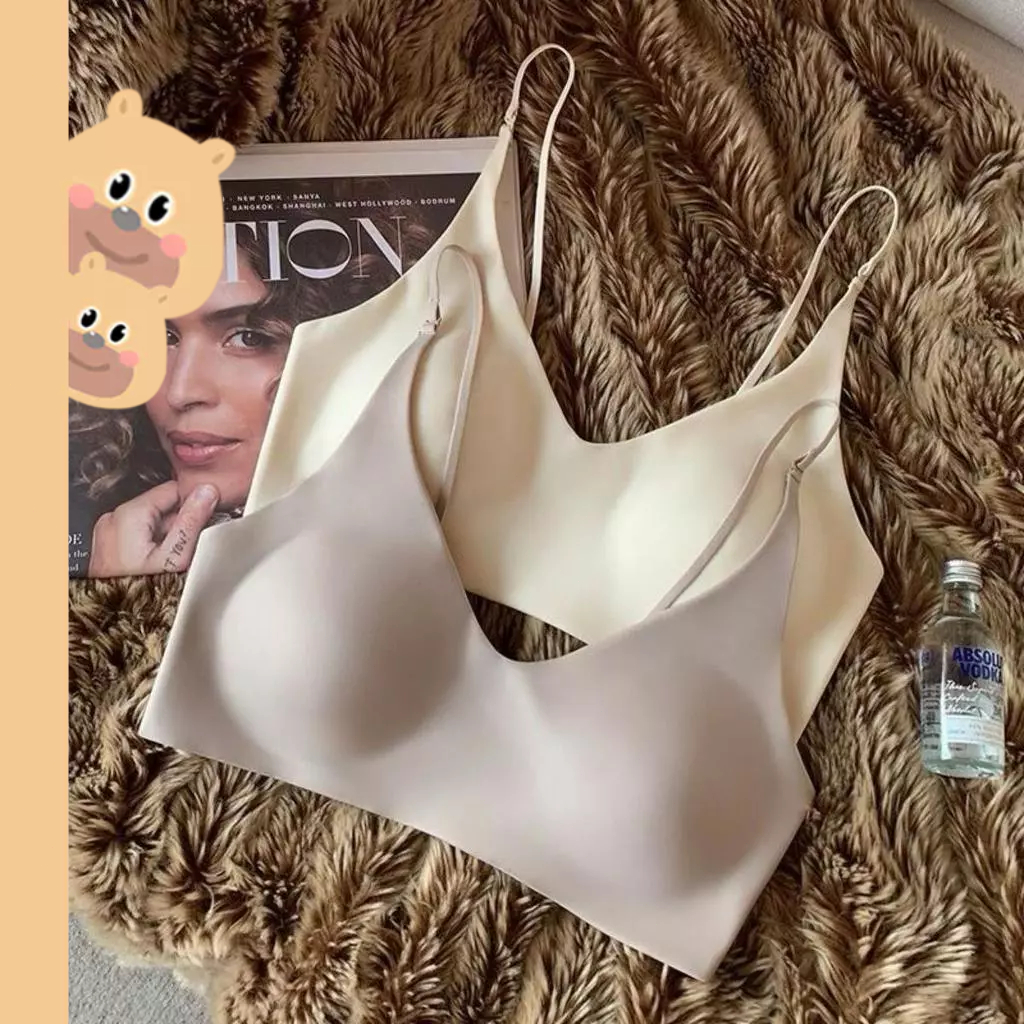 🎀bearbra🎀เสื้อชั้นในผู้หญิง บราไร้โครง เนื้อผ้าบางเบาใส่สบาย สายปรับระดับได้