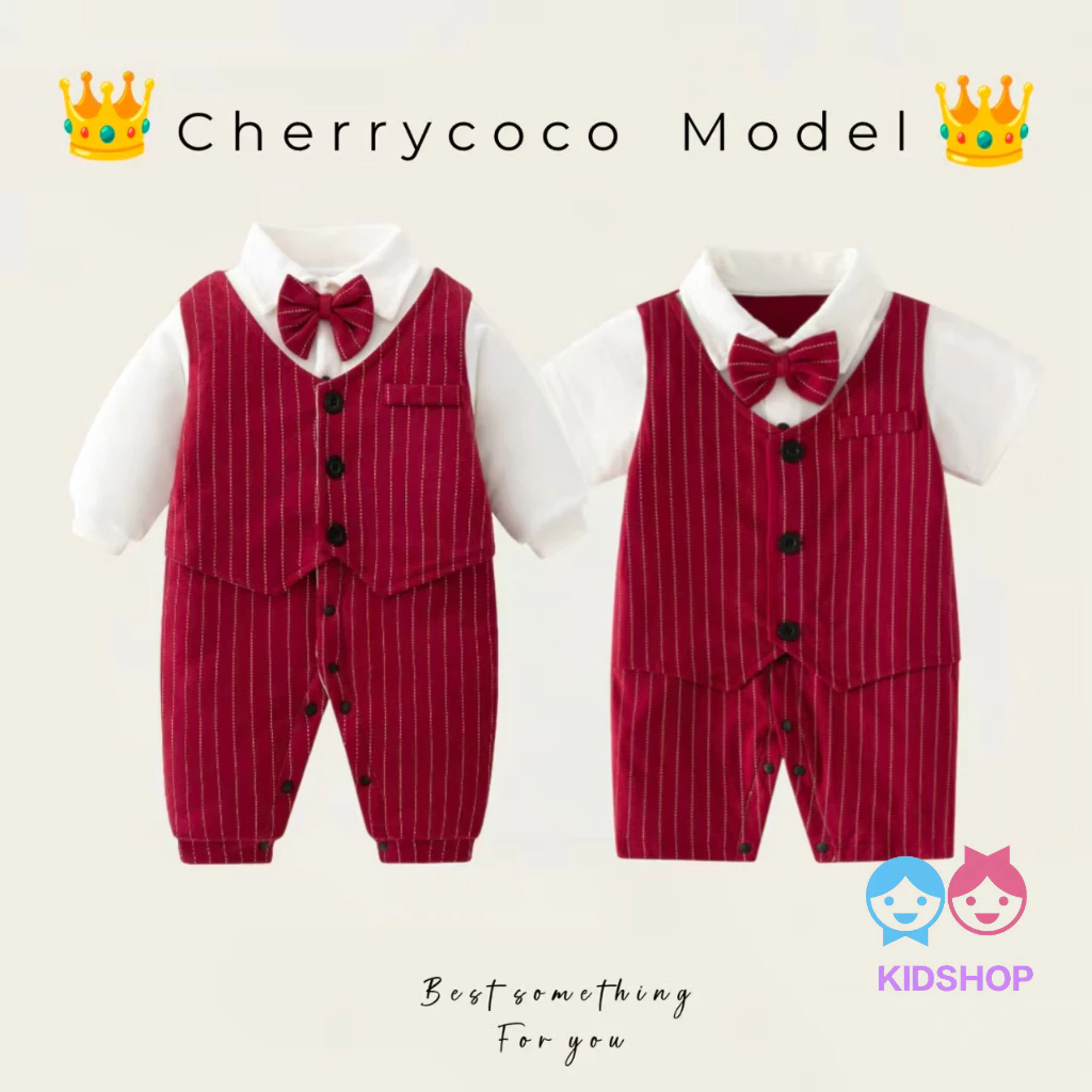 Baby One Year Old Dress/Boy Burgundy Jumpsuit Romper