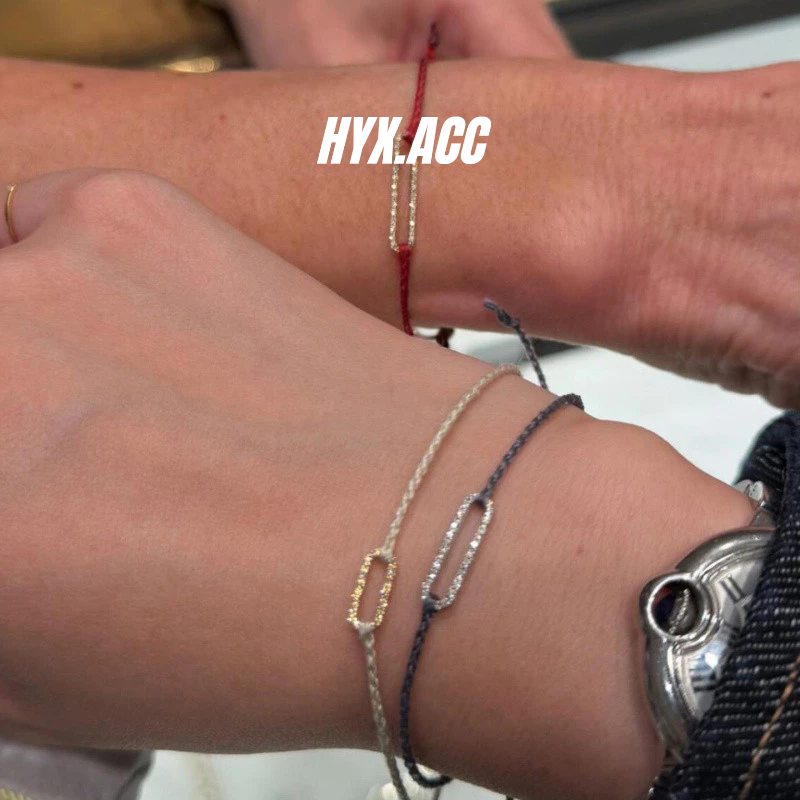 สร้อยข้อมือผู้หญิงเข็มกลัดเพชรประกายเรียบง่ายและการออกแบบสายบาง