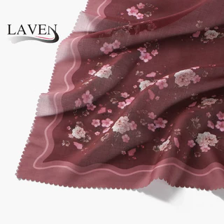 Laven 110*110 ซม.Premium Voile Bawal เลเซอร์ขอบดอกไม้พิมพ์ฮิญาบผ้าคลุมไหล่ผ้าพันคอสี่เหลี่ยมมุสลิม Tudung