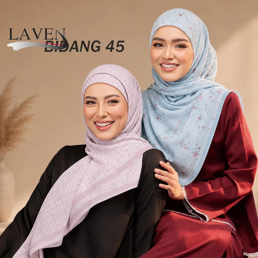 Laven 110*110 ซม.ผ้าคลุมไหล่ Voile Premium Bawal ดอกไม้พิมพ์ฮิญาบผ้าคลุมไหล่ผ้าพันคอสี่เหลี่ยมมุสลิม Tuudung ลาย้เหนียวผ้าคลุมไหล่ผ้าพันคอ