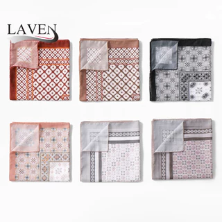 Laven 110*110 ซม.Premium Voile Bawal เลเซอร์ขอบดอกไม้พิมพ์ฮิญาบผ้าคลุมไหล่ผ้าพันคอสี่เหลี่ยมมุสลิม Tudung