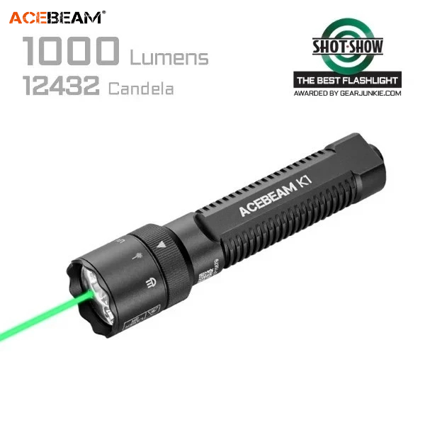 ACEBEAM K1 ไฟฉาย EDC โครงสร้างแหล่งกําเนิดแสงสามดวง: ลําแสงความเข้มสูง 1000 ลูเมน เล็งเลเซอร์สีเขียว
