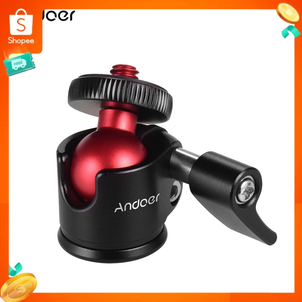 Andoer หัวบอลขาตั้งกล้องหมุนได้ 360 องศาสําหรับกล้อง องศาสำหรับกล้อง  DSLR