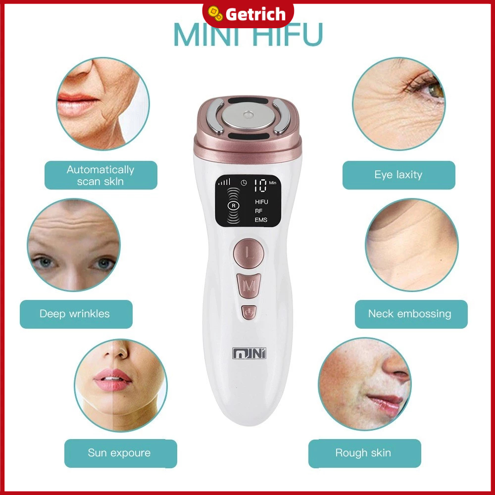 เครื่อง HIFU Mini Ultrasonic RF EMS, อุปกรณ์กระชับผิวสําหรับการยกกระชับใบหน้า, คาง, คอ, ตา