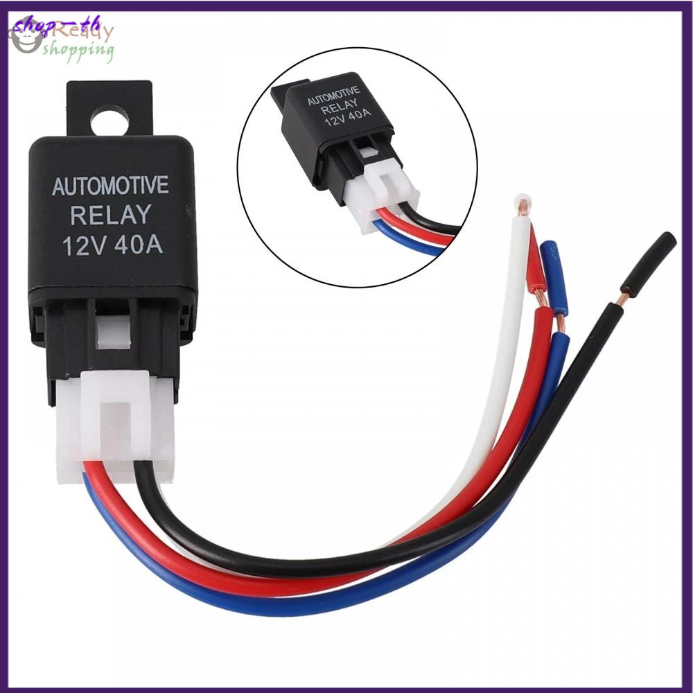 [RDYSHOP] รีเลย์ SPST 4 Pin 12V 40A 1 ชิ้น พร้อมสายเคเบิล สําหรับรถยนต์ รถตู้ เรือ