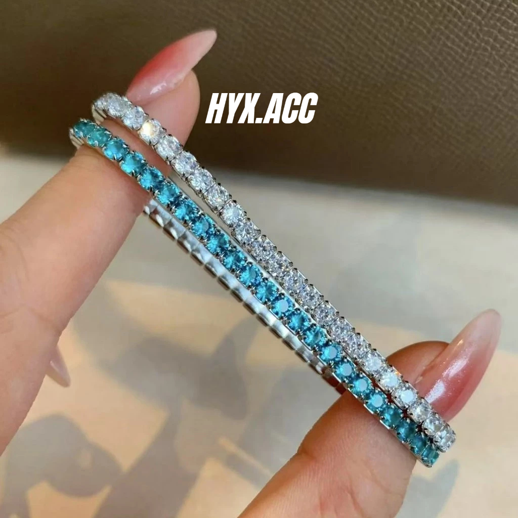 สร้อยข้อมือผู้หญิงสร้อยข้อมือเทนนิสเพชรเต็มหรูหราเฉพาะกลุ่มสร้อยข้อมือฮิปฮอปสําหรับผู้หญิง