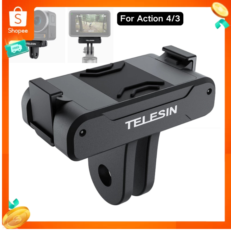 Telesin OA-TPM-T04 อุปกรณ์เมาท์ขาตั้งแม่เหล็ก ปลดเร็ว สําหรับกล้องแอคชั่น กล้องโลหะ พร้อมอะแดปเตอร์กล้องกีฬา เข้ากันได้กับ Action 4/3