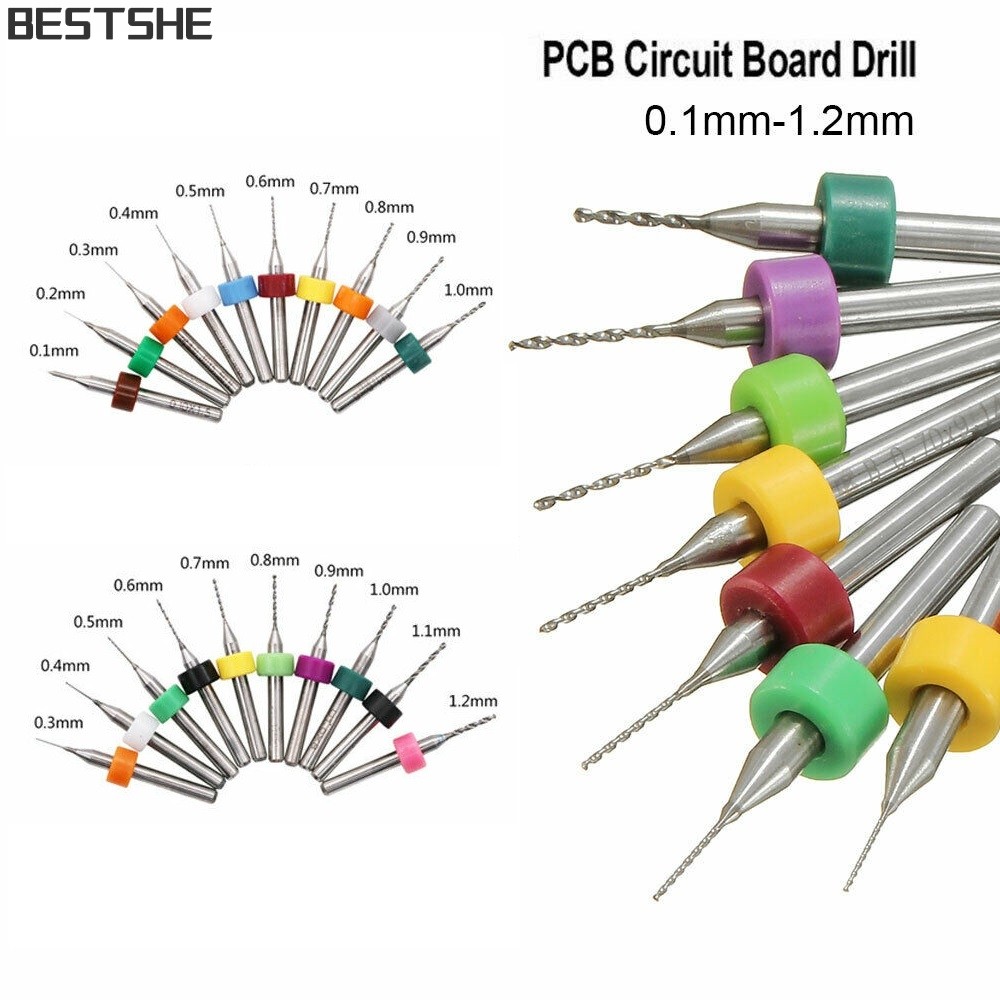 [bestshe] 10 ชิ้น 0.1-1.2 มิลลิเมตรบิตเจาะชุดวงจร PCB บอร์ดขนาดเล็กพิมพ์คาร์ไบด์
