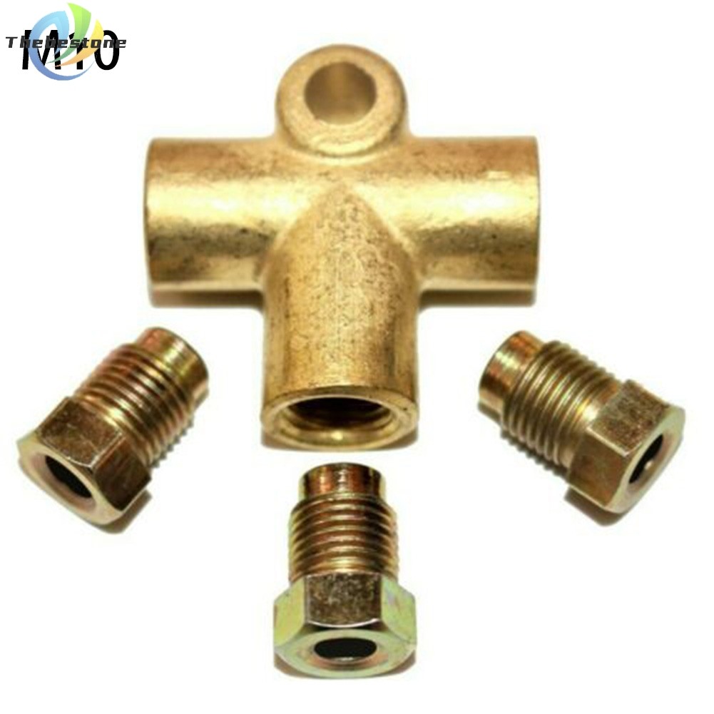 [Thebest] 3-Way Brake T Piece Tee W/ 3 Male Nuts Short Union Metric M10 3/16\" ข้อต่อท่อ