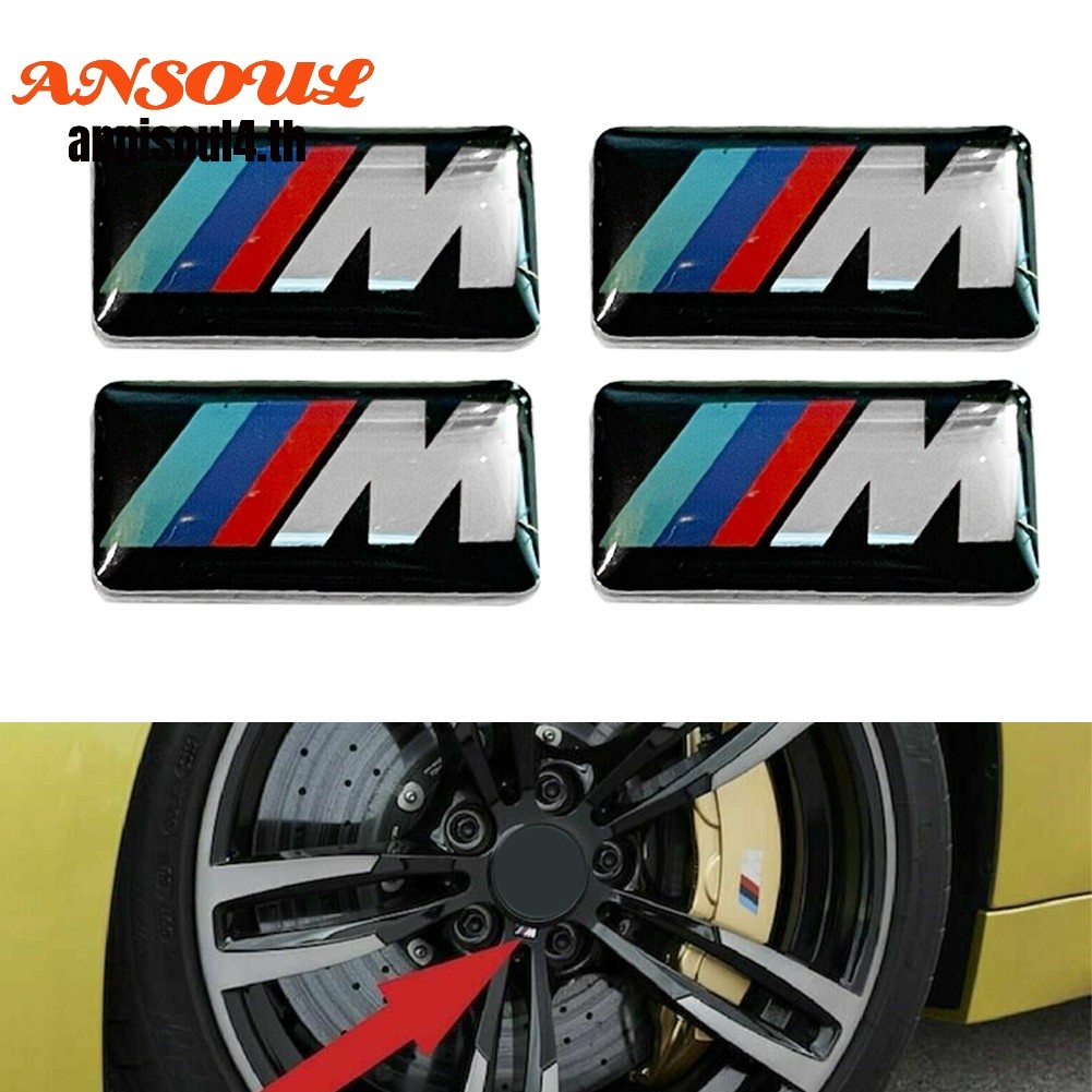 5 ชิ้นสําหรับ BMW M Tec Sport Badge สติกเกอร์ล้อโลหะผสมกีฬา 17 มม. x 9 มม.