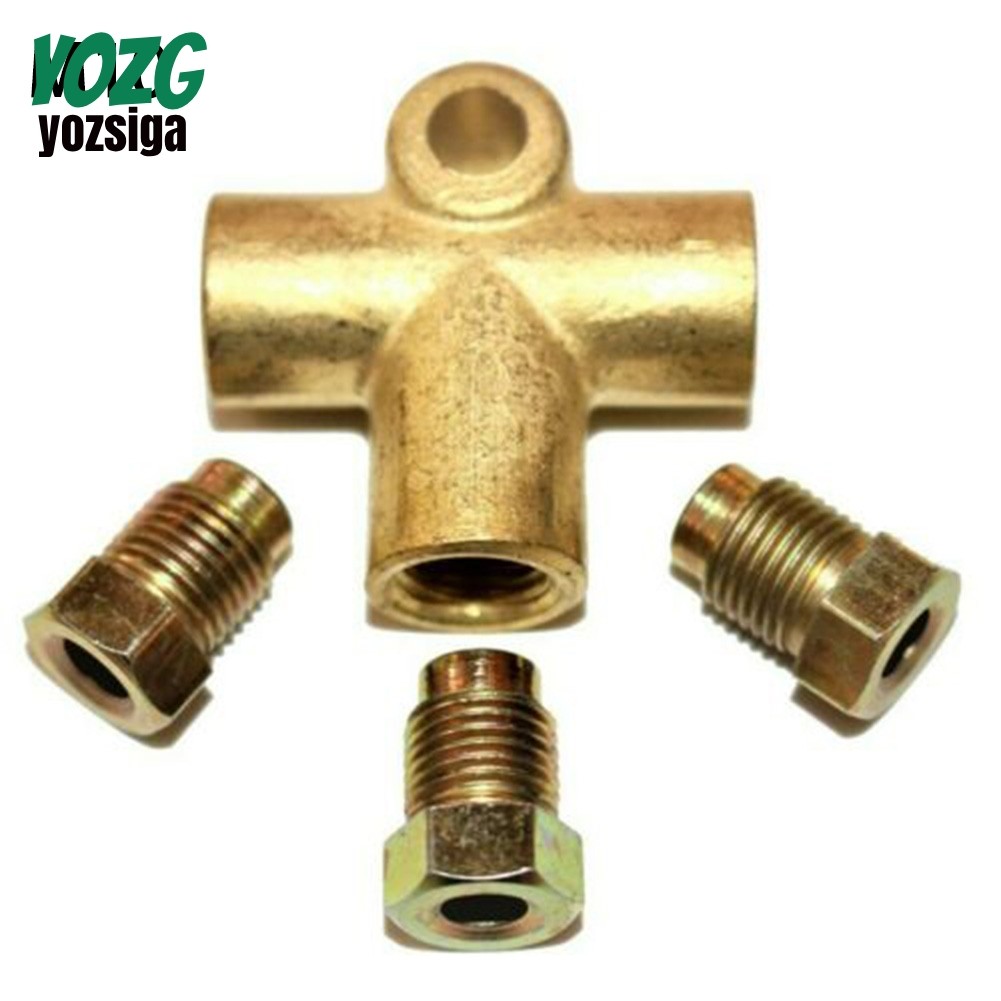 3-Way Brake T Piece Tee W/ 3 Male Nuts Short Union Metric M10 3/16" ข้อต่อท่อ