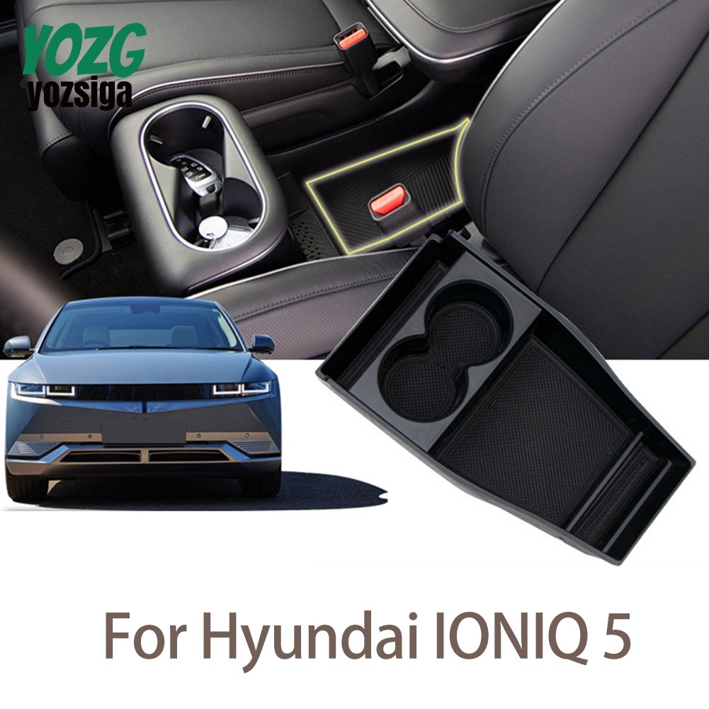 ABS สีดําคอนโซลกลางกล่องเก็บถาดสําหรับ Hyundai IONIQ 5 2021+