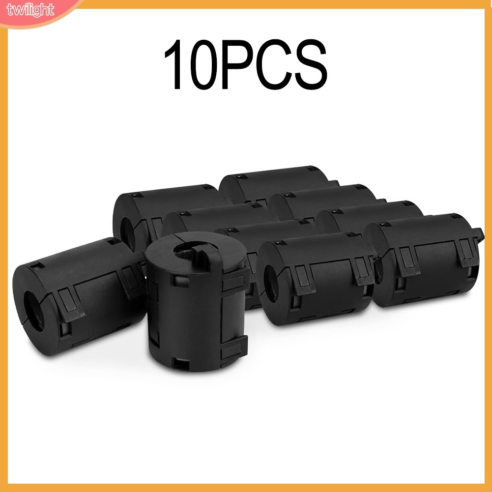 [Twilight*] 10 ชิ้น Ferrite แหวนสีดํา Clip-On Ferrite แหวนเสียงรบกวน Suppressor Cable Clamp 13 มม.