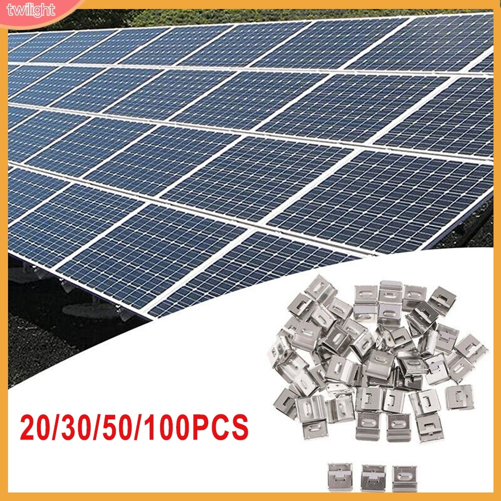 [Twilight*] 20/30/50/100 ชิ้น Edge Clip Solar PV Cable Value Cable Tie สแตนเลส