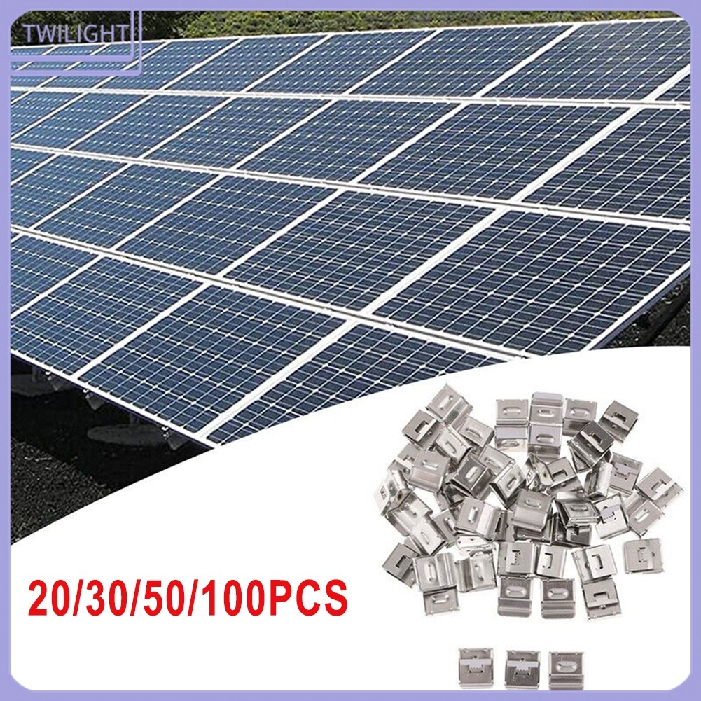 <TWILIGHT> 20/30/50/100 ชิ้น Edge Clip Solar PV Cable Value Cable Tie สแตนเลส