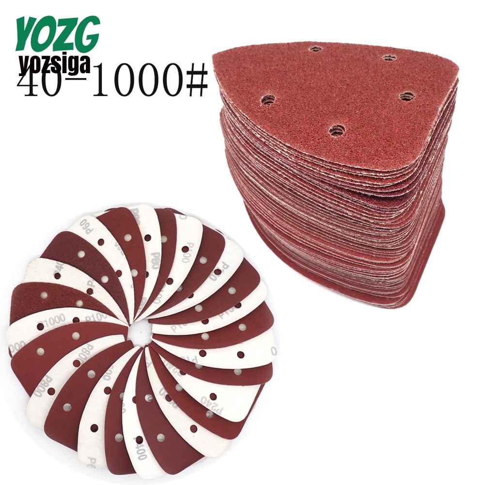 5ชิ้น140*98มิลลิเมตรกระดาษทรายสามเหลี่ยมตะขอและห่วงขัดแผ่นขัดกรวด40-1000