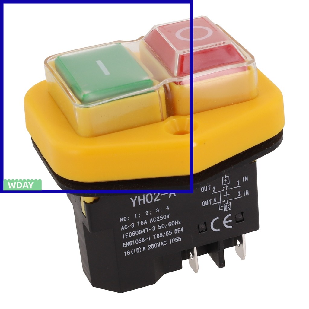 W-HOTfor YH02-A AC220V 18A สวิตช์ปุ่มกดแม่เหล็กกันน้ําสําหรับเครื่องมือทําสวน