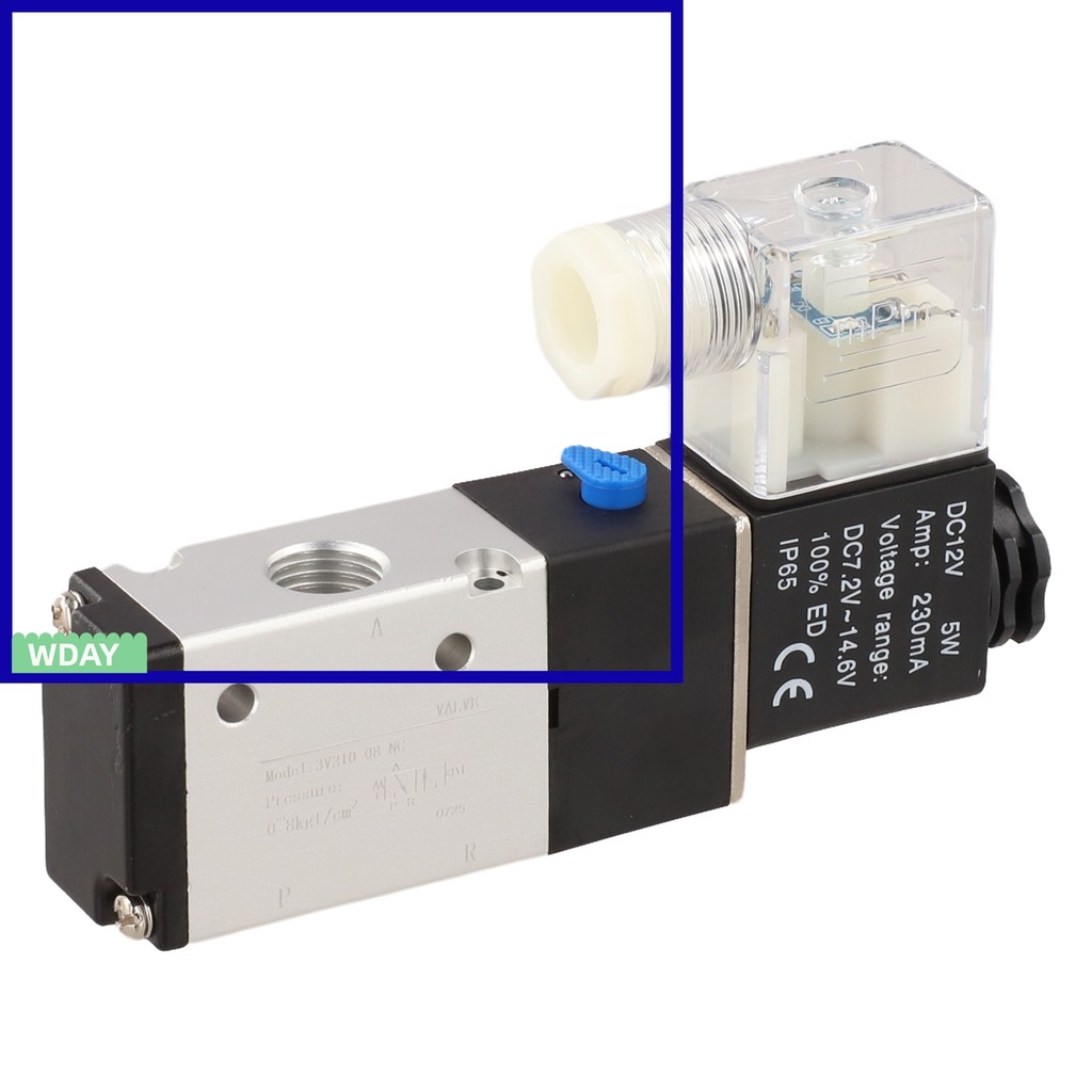 W-HOTDC 12V 3V210-08 2 ตําแหน่ง 3 Way 1/4 PT Air Pneumatic Solenoid วาล์ว 0.15-0.8MPa