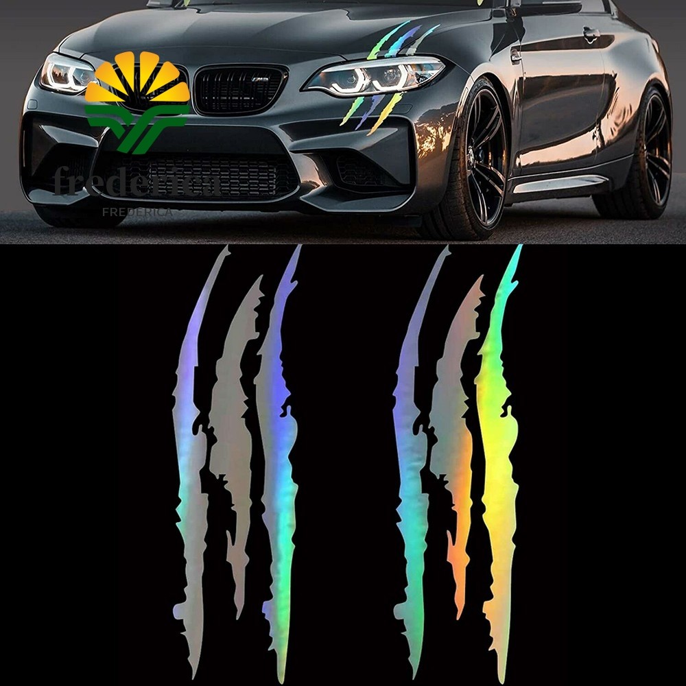 [FRDE-hot] REFLECTIVE AUTO CAR HEADLIGHT MONSTER STICKERS Scratch Stripe Claw ไวนิลรูปลอก❀