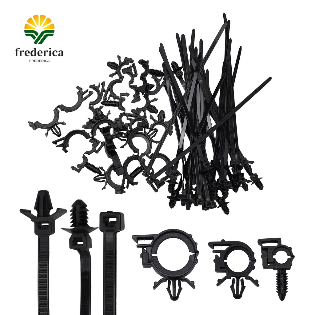 [FRDE-hot] 45 ชิ้น Push Mount Cable Zip Tie พร้อมคลิปหนีบลวดรถยนต์, Universa❀