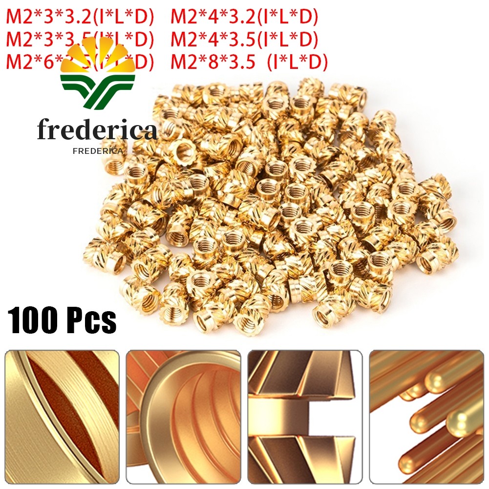 [FRDE-hot] 100PCS เกลียวใส่ Self-clinching Nut ทองเหลืองด้ายภายใน Knurled M2❀