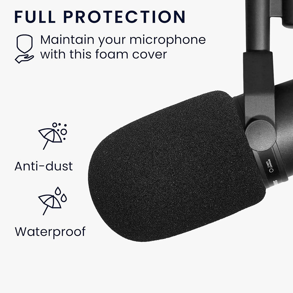 ไมโครโฟนกระจกหน้ารถฟองน้ําโฟมสําหรับ Shure SM7B, PGA27, SM27