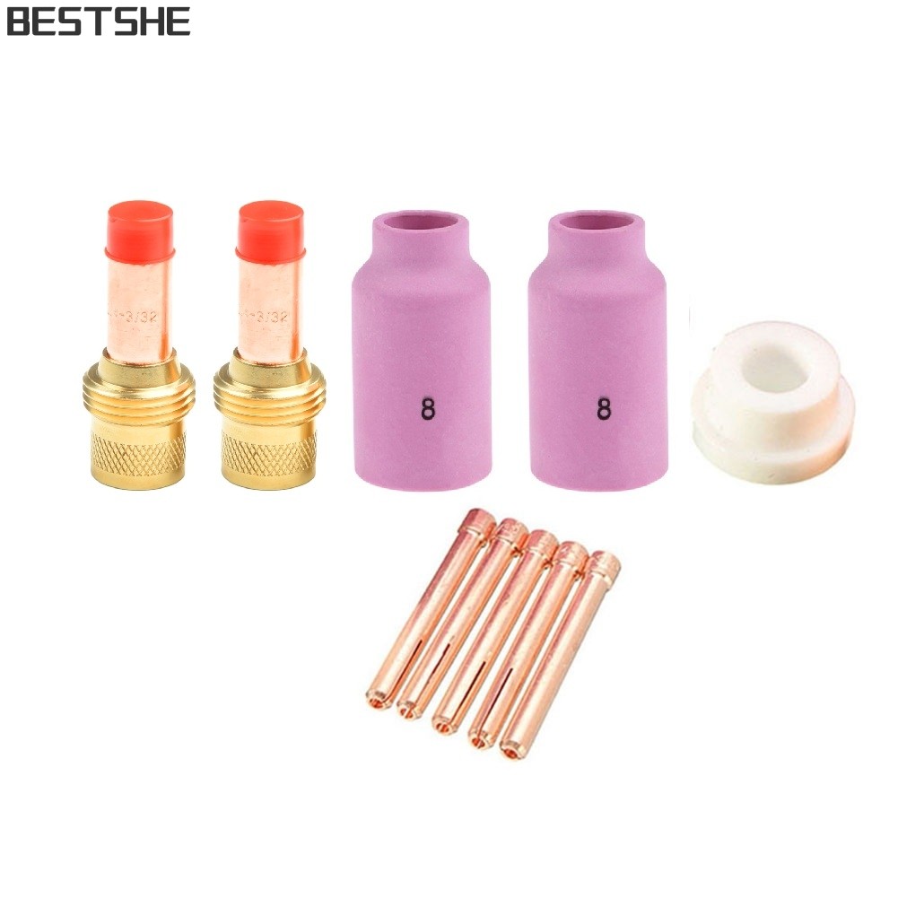 [bestshe] 10 ชิ้นสําหรับชุดอุปกรณ์เสริมเลนส์แก๊ส TIG 45V26 สําหรับไฟฉายเชื่อม Tig สําหรับ WP-17/18/2