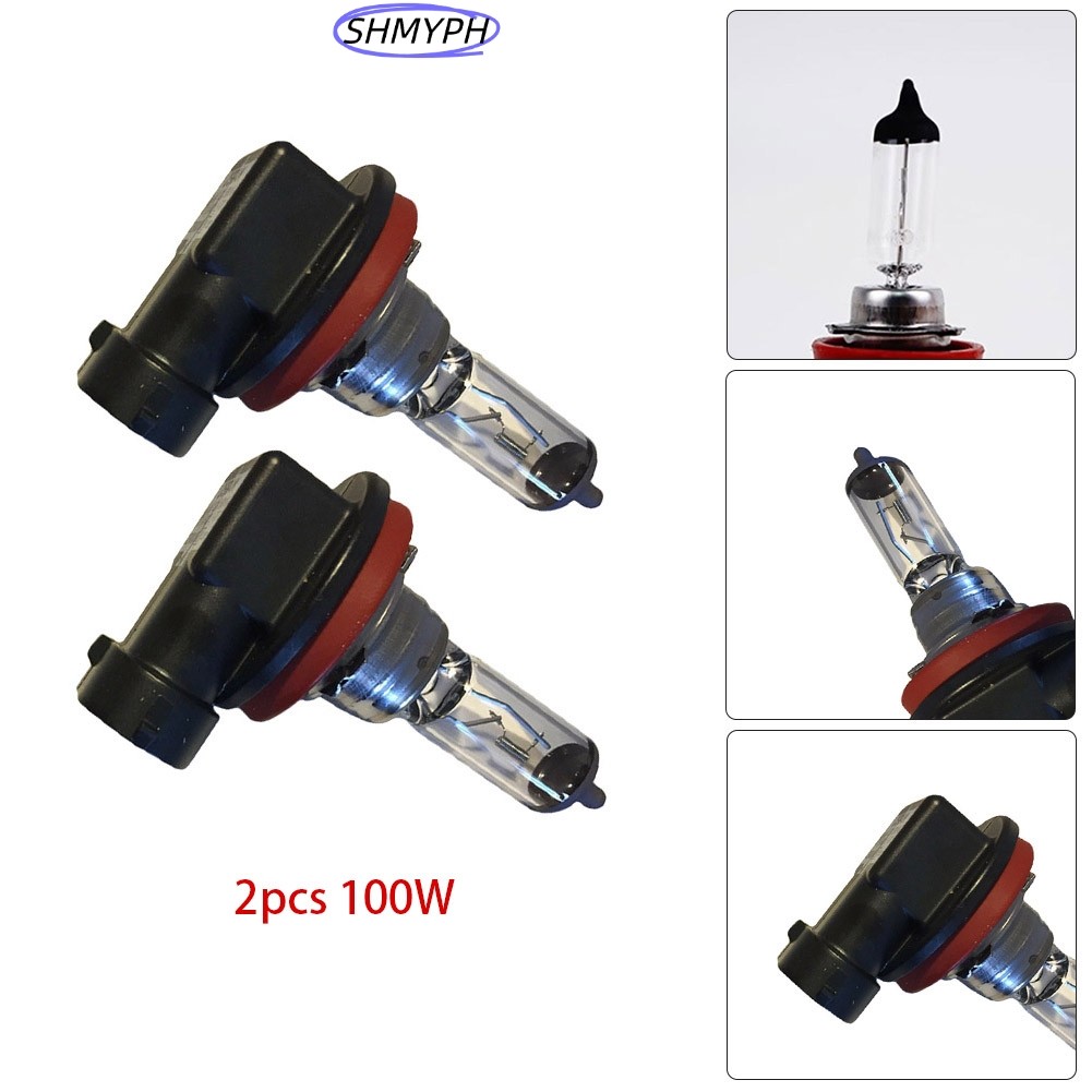HOT Ready Stock 2 ชิ้น H11 12V 100W Super Bright สําหรับ Ultra White หมอกหลอดฮาโลเจนรถหัวโคมไฟ