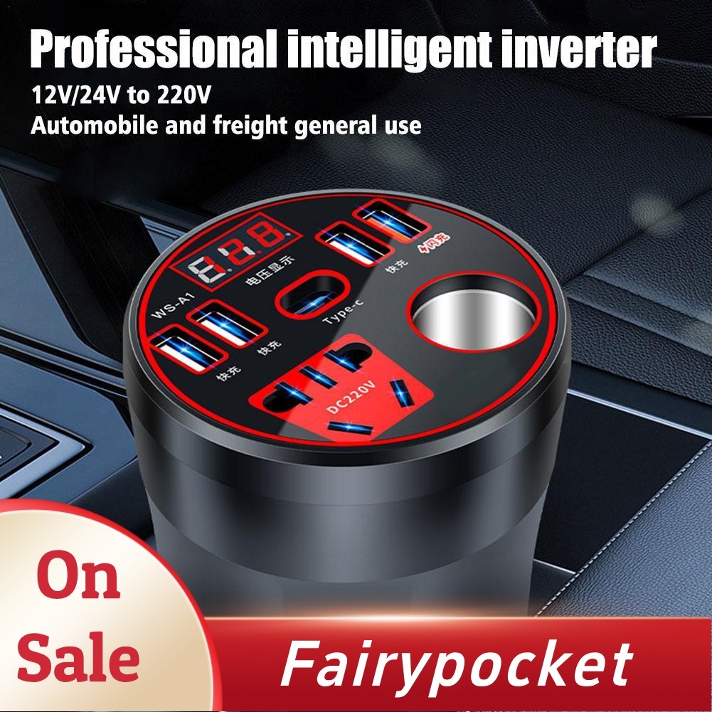 [FBT]Car Power Inverter 12V/24V เป็น DC220V Converter Charger Socket Fast Charger