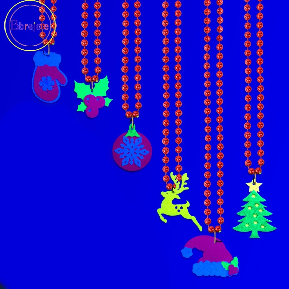 สร้อยคอเรืองแสงคริสต์มาสปาร์ตี้ต้นคริสต์มาส Elk สร้อยคอลูกปัดตกแต่ง❀