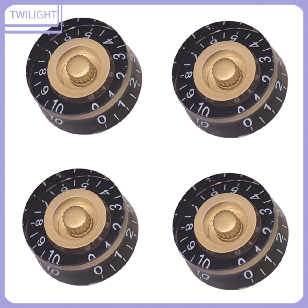 <TWILIGHT> 4PCS สีดําทองกีตาร์ปุ่มควบคุมความเร็ว Volume Tone Knob สําหรับ Les Paul❀