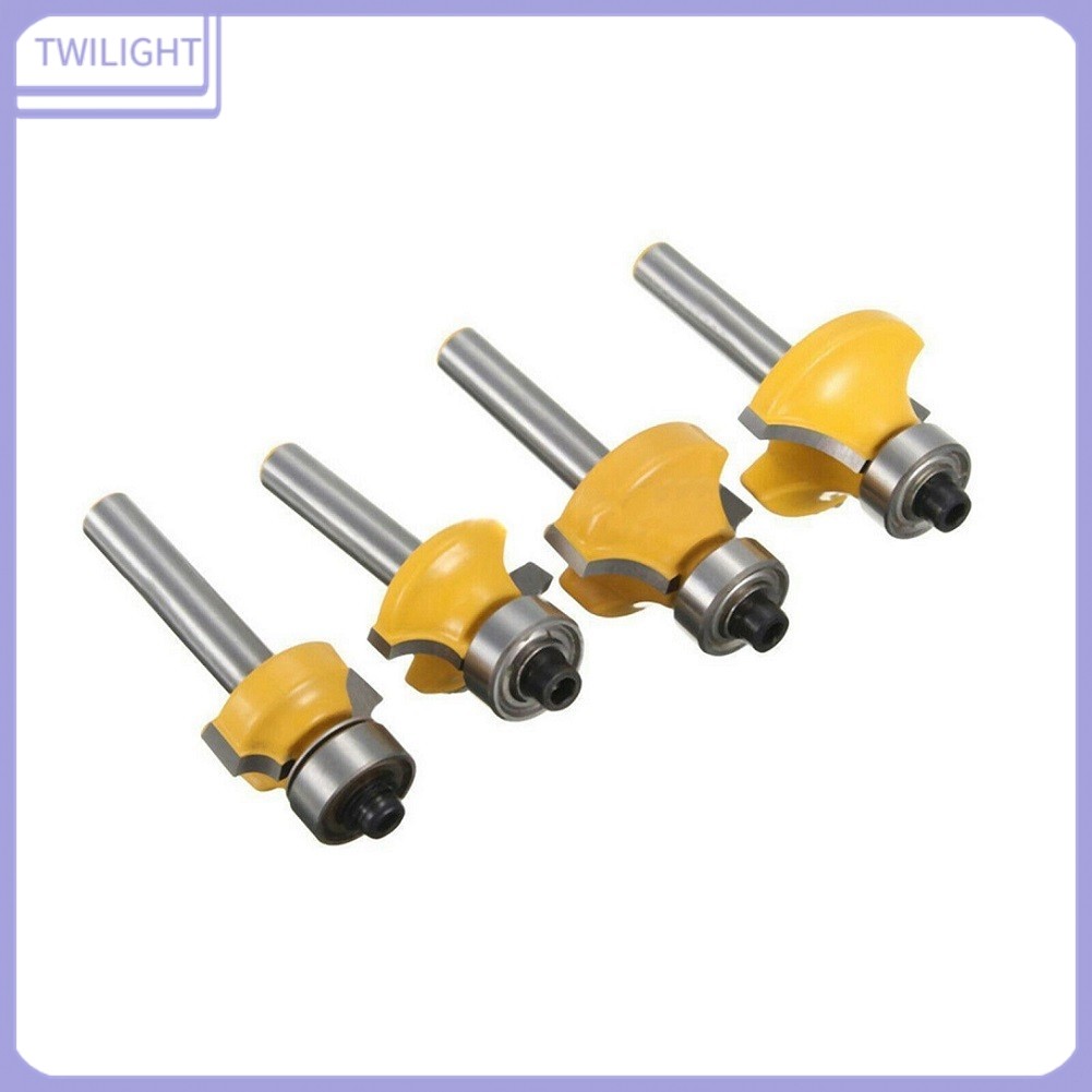 <TWILIGHT> 4 ชิ้น 1/4 นิ้ว Shank Round Over Bead Edge Forming Router Bit 1/2 3/8 1/4 1/8❀
