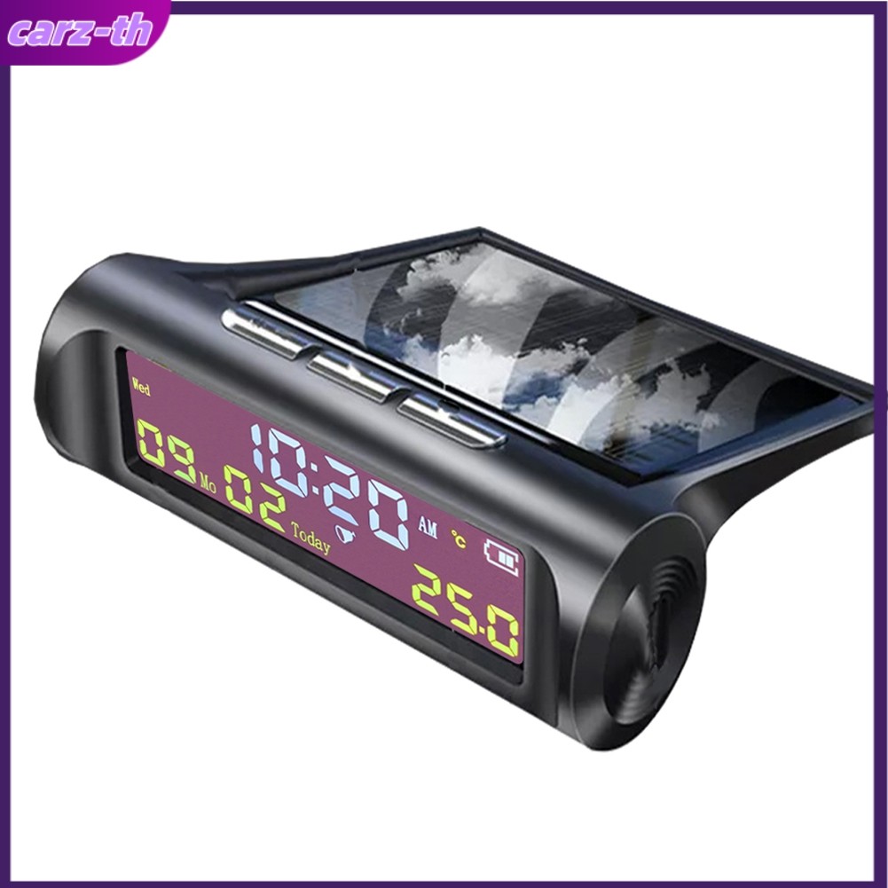 [crazyhome] ส่วนลดกระหน่ําAN01 TPMS Look นาฬิกาดิจิตอลรถยนต์พลังงานแสงอาทิตย์พร้อมช่องแสดงอุณหภูมิในรถยนต์วันที่