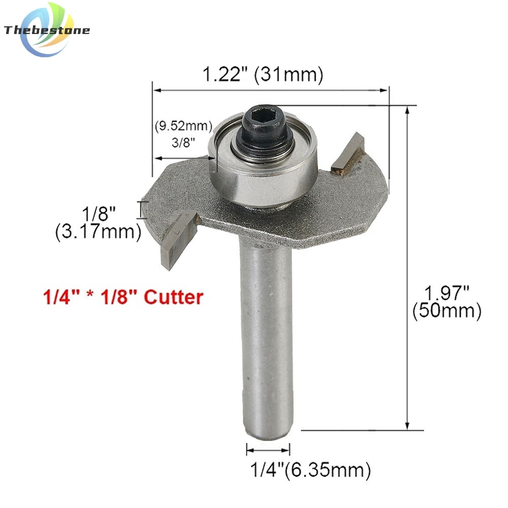 [thebest] T Slot Router Bit 1/4 "Shank 1/8 "ตัดความลึก 2 ขลุ่ย HSS Cutter Grooving