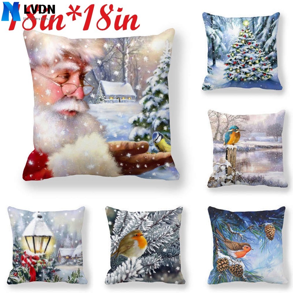 [LVDN] 18 นิ้วคริสต์มาส 3D Cover Throw Case Xmas Squares