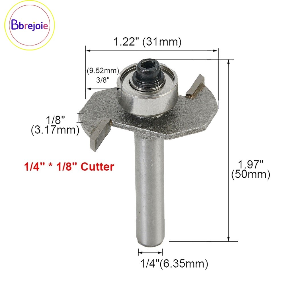 <BBREJO> T Slot Router Bit 1/4 "Shank 1/8 "ตัดลึก 2 ขลุ่ย HSS เครื่องตัด Grooving❀