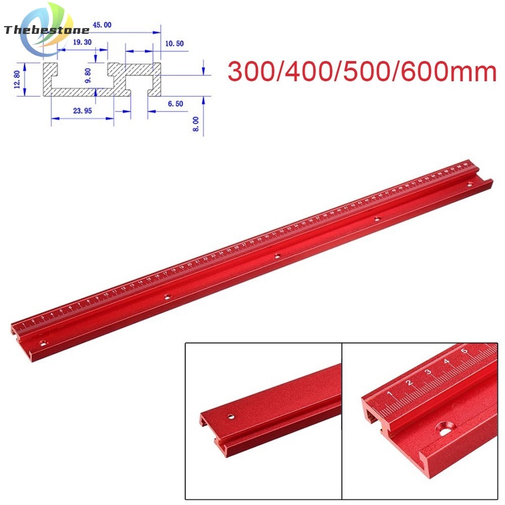 [Thebest] 1PC อลูมิเนียมสีแดง T-Track T-slot Miter Track Jig Fixture Chute พร้อมสเกล
