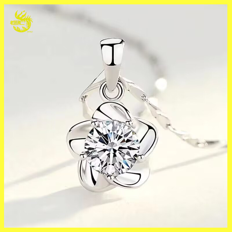 Lao Fengxiang 404 สร้อยคอผู้หญิงสไตล์สร้อยคอเงิน Simple Clavicle สร้อยคอเงินสเตอร์ลิงสร้อยคอ Hypoall