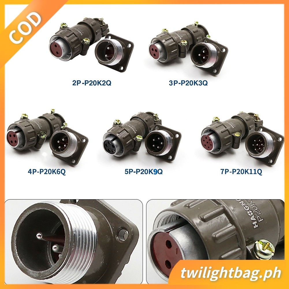 Metal P20K6Q Contacts 2-7 Pin Aviation Plug Connector M20 แผง Mount Flange