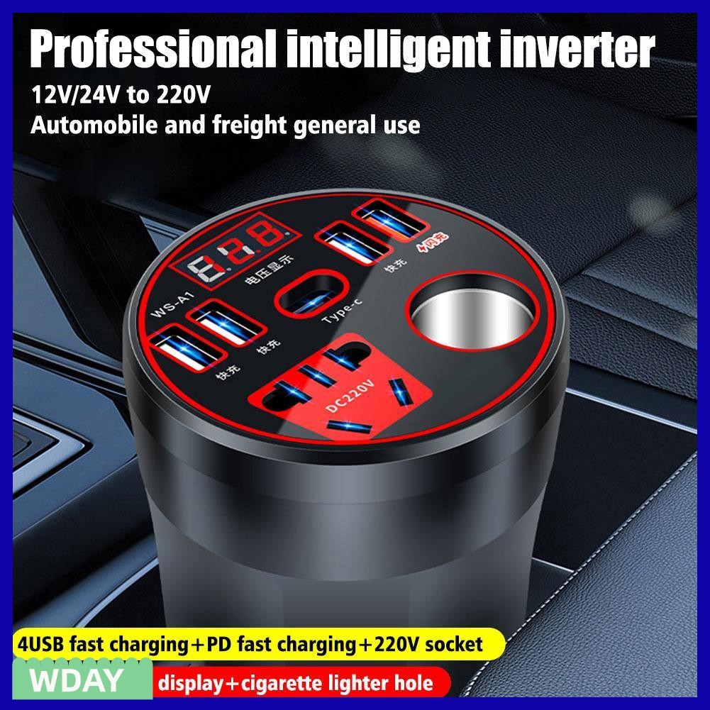 [WDAY-Premium]Car Power Inverter 12V/24V เป็น DC220V Converter Charger Socket Fast Charger