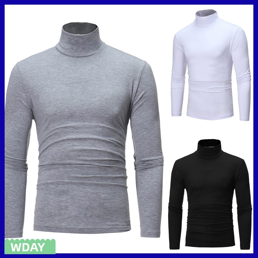 เสื้อโค้ทแขนยาวคอเต่าสำหรับผู้ชาย แบบบาง สวมหัว ทำจากเนื้อผ้าขนคอกนิ่มๆ เพื่อความอบอุ่น