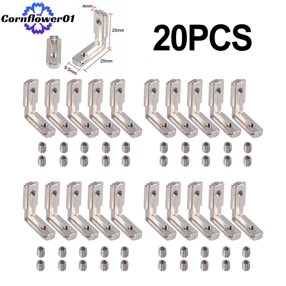 [COFW] 20X T Slot Aluminium Profile L-Shape Brackets 90° ขั้วต่อด้านใน 2020