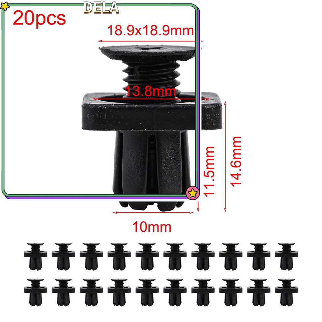 DELA ร้อน20x Mudguard คลิป 9514-TG1-T01 สําหรับ Honda สําหรับ HRV สําหรับ Accord สําหรับ Odyssey สํา