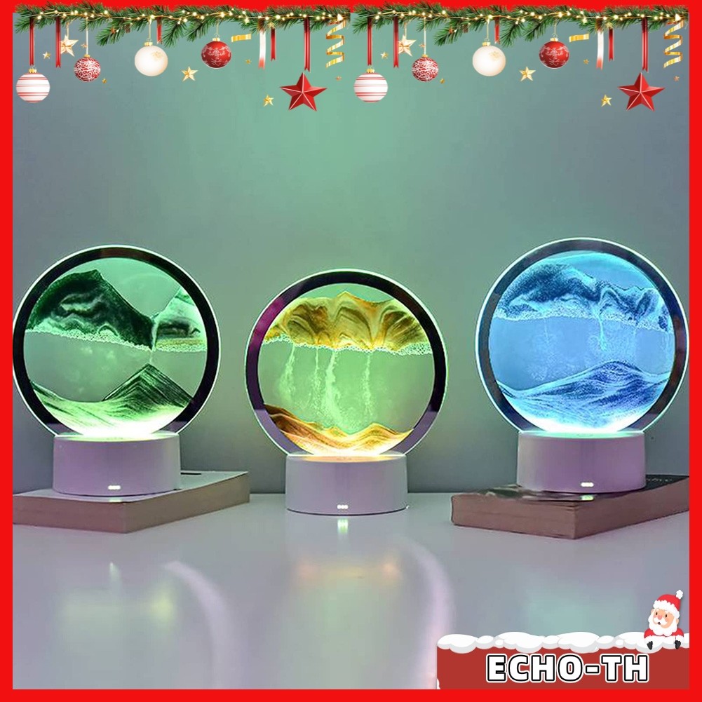 12.12Moving Sand Art Flowing Sand Painting 3D Natural Landscape Quicksand Table Lamp