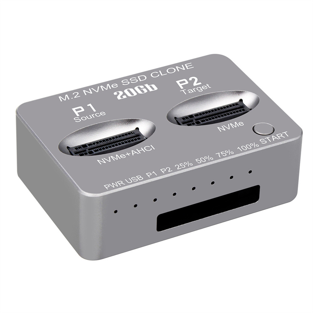 M.2 NVMe AHCI Duplicator SSD Dual-Bay Offline Clone ฮาร์ดไดรฟ์มือถือ Dock