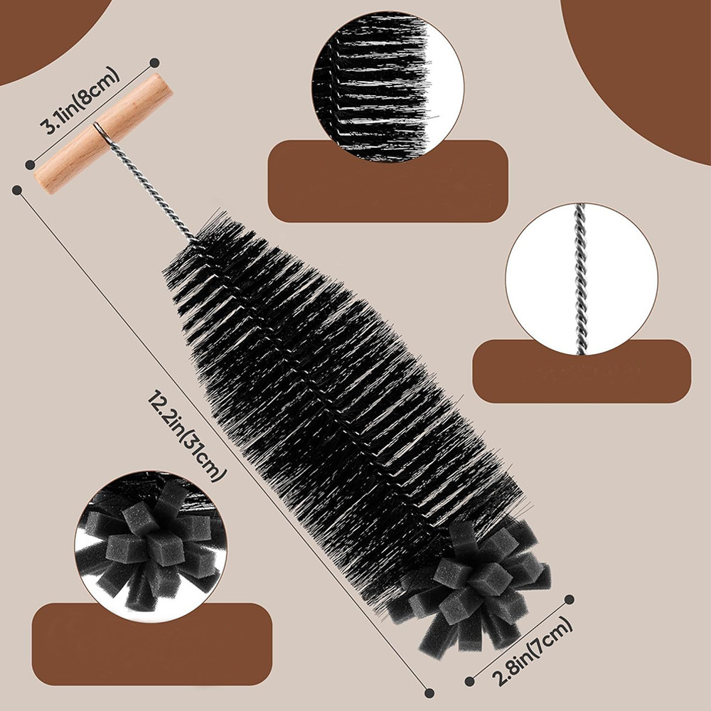แปรงขวด 31 ซม. สําหรับขวดแก้วคริสตัล SodaStream (สีดํา)