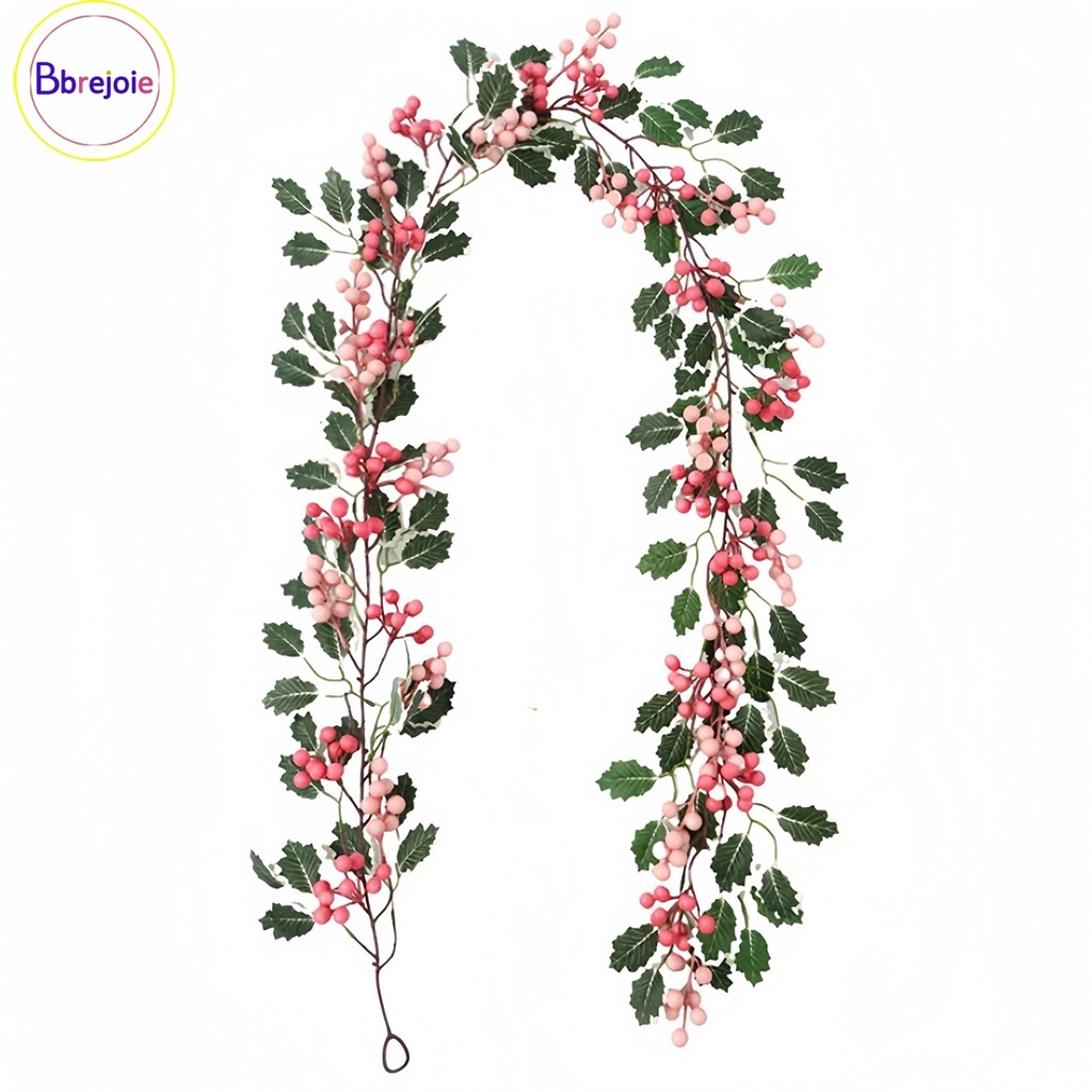 6.5FT ประดิษฐ์สําหรับ Pink Berry Garland แขวน Vines สําหรับตกแต่งปาร์ตี้คริสต์มาส❀