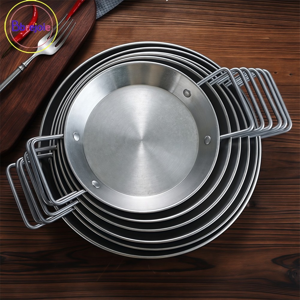 <BBREJO> สแตนเลสคู่จับ Paella หม้อ Saucepan หม้อทําอาหารก้นแบน❀